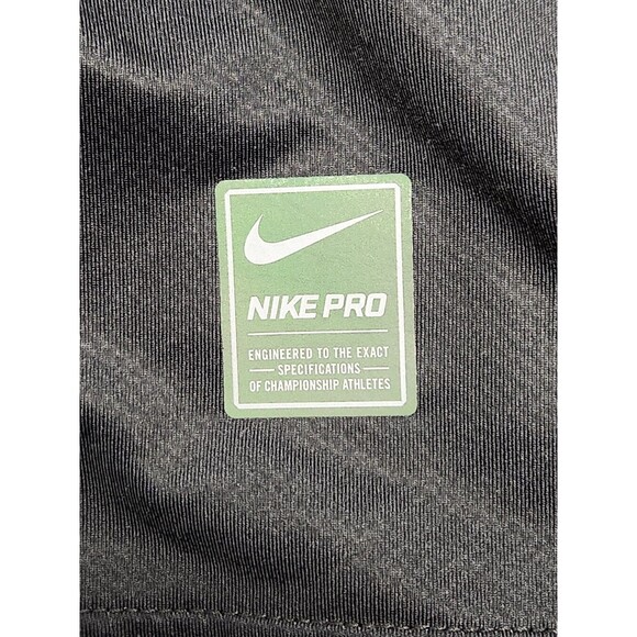 Nike Pro Shirt Men's L Black Gray Long Sleeve Hyperwarm Fitted Stretch Geometric - Picture 5 of 7